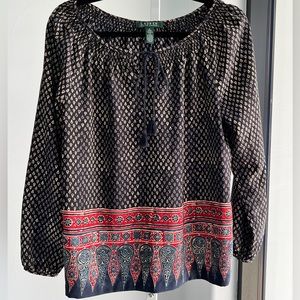 LAUREN RALPH LAUREN - Peasant Blouse with Ties